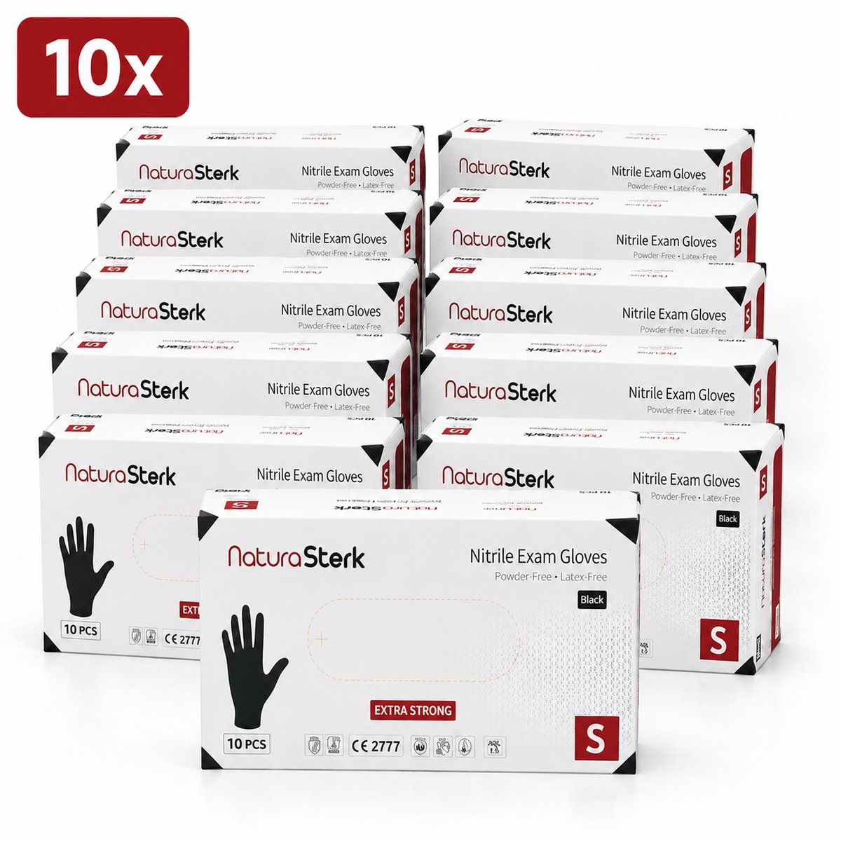 NaturaSterk Wegwerp Handschoenen - Nitril Handschoenen Maat S - 5 g - 10 Pakket x 100 Stuks - Poedervrij - Latex vrij - Niet Steriel - Zwart