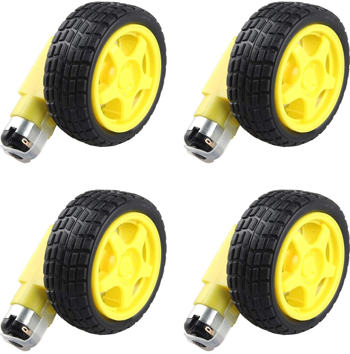 Set van 4 Dubbele Ass DC Motoren met Wielen voor Arduino Robotprojecten