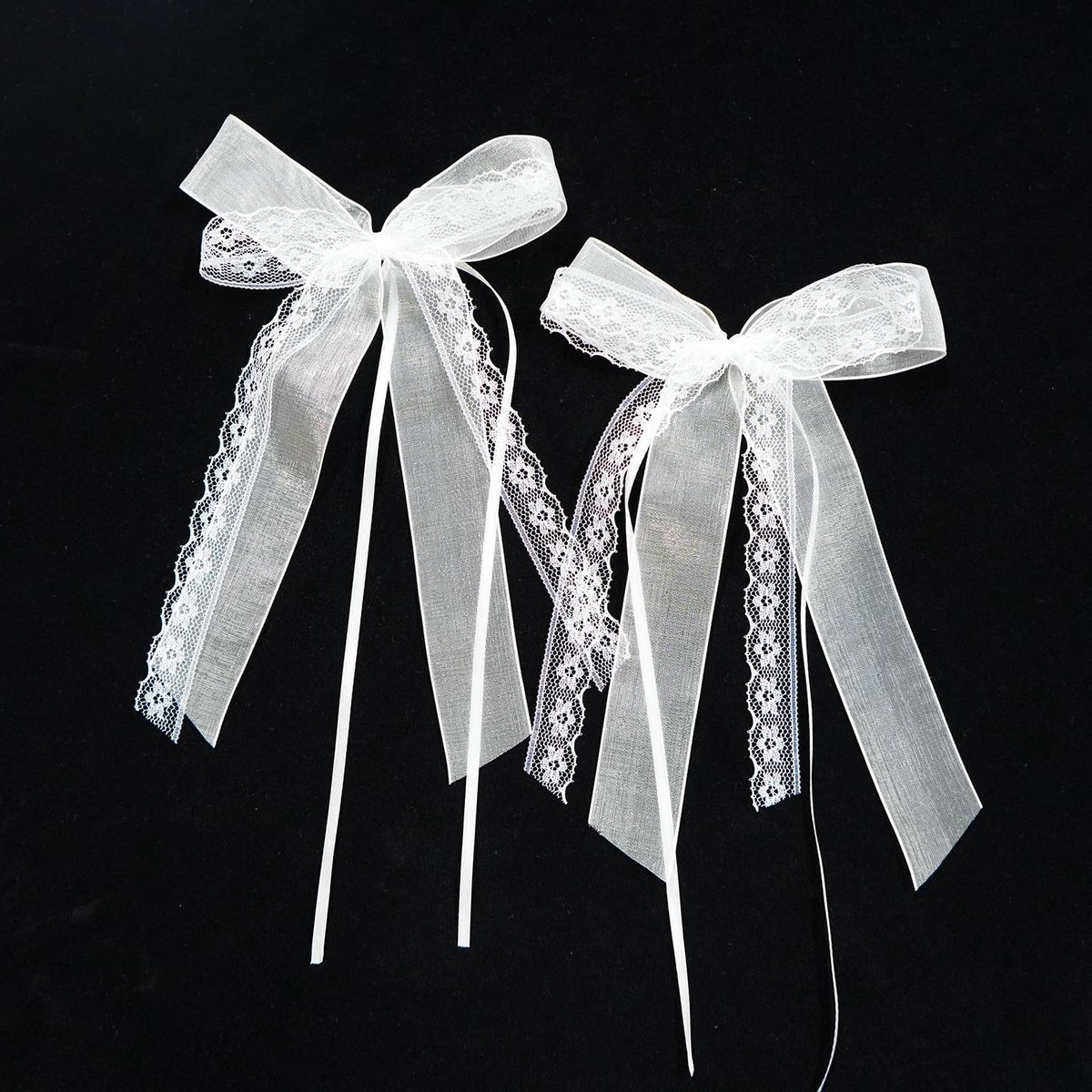 Dailygoody - Witte autostrikken - Bruiloft decoratie - 10 stuks - Kanten strikken - Antennestrikken - Feestversiering