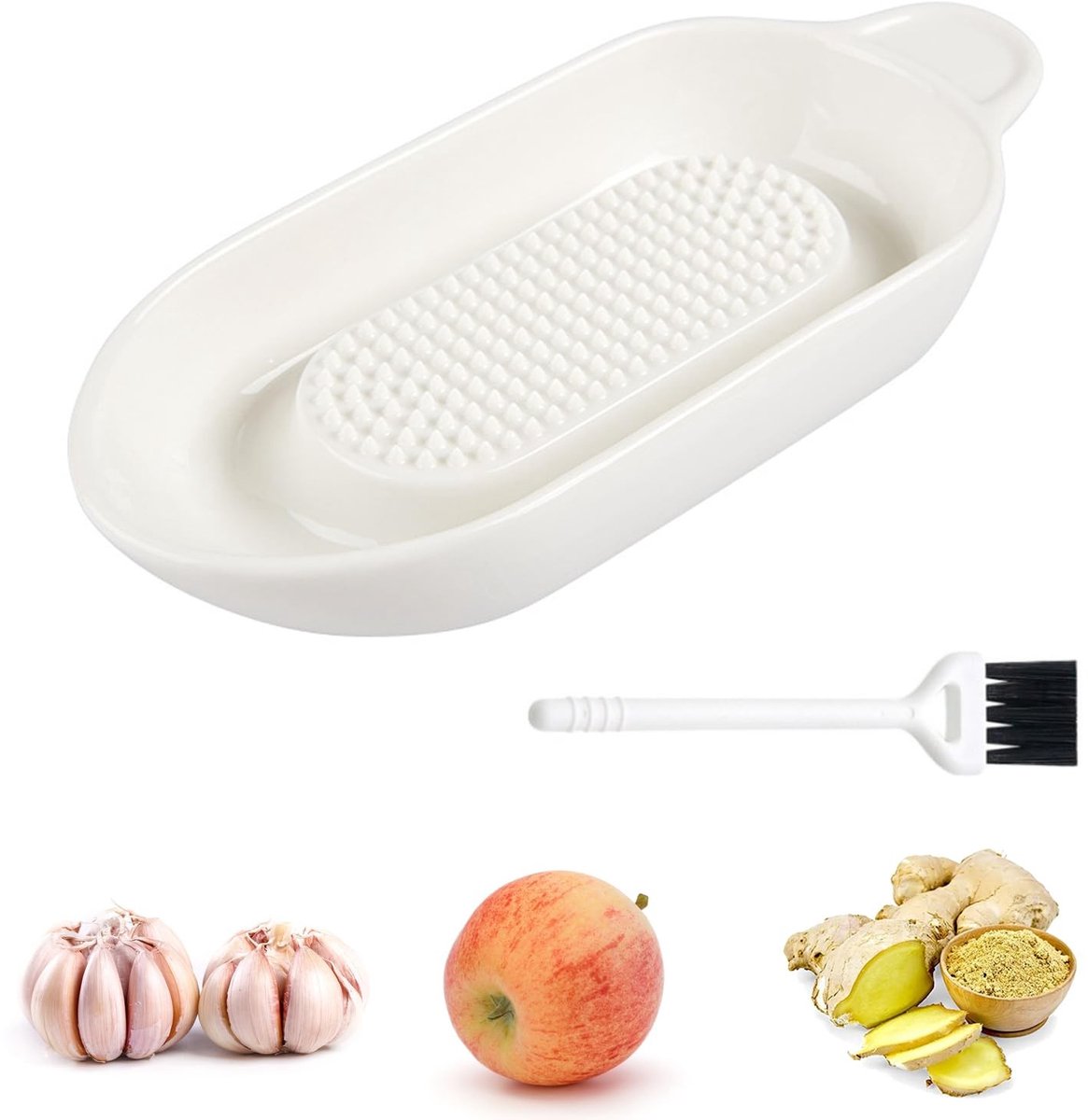 Dailygoody - Keramische Raspplaat - Knoflookrasp - Duurzaam en eenvoudig schoon te maken - Wit - Geschikt voor gember, knoflook en specerijen - Perfec...
