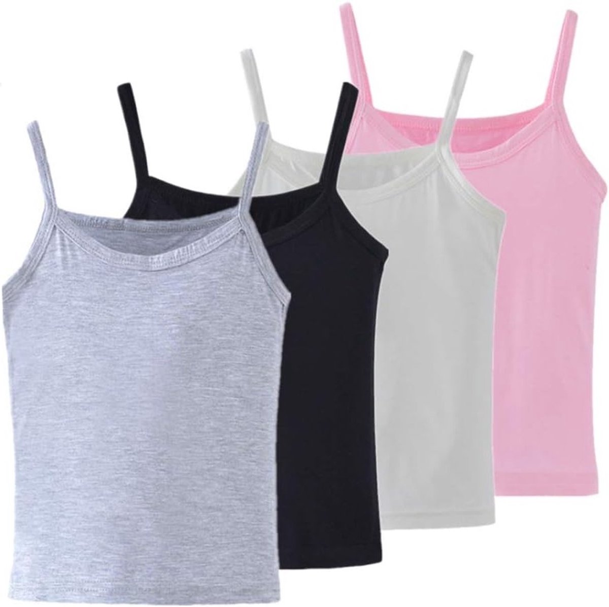 Comfortabele en ademende tanktops voor meisjes van 2-8 jaar - 4 stuks in verschillende kleuren, perfect voor dagelijks gebruik en spelletjes