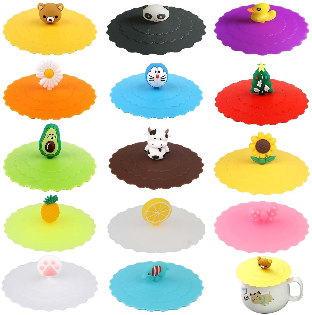 Dailygoods- Siliconen Deksel 14 Stuks - Lekvrije Bekerdeksel