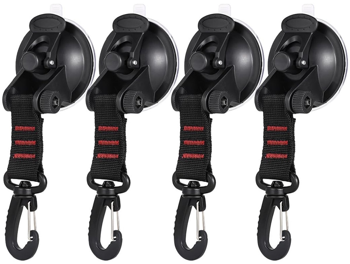 Dailygoody - Zuignap-campingset - Zuignapbevestigingshaak - Rood - Ideaal voor auto-zijluifels - Maximaal draagvermogen 10 kg - Voor kampeerders