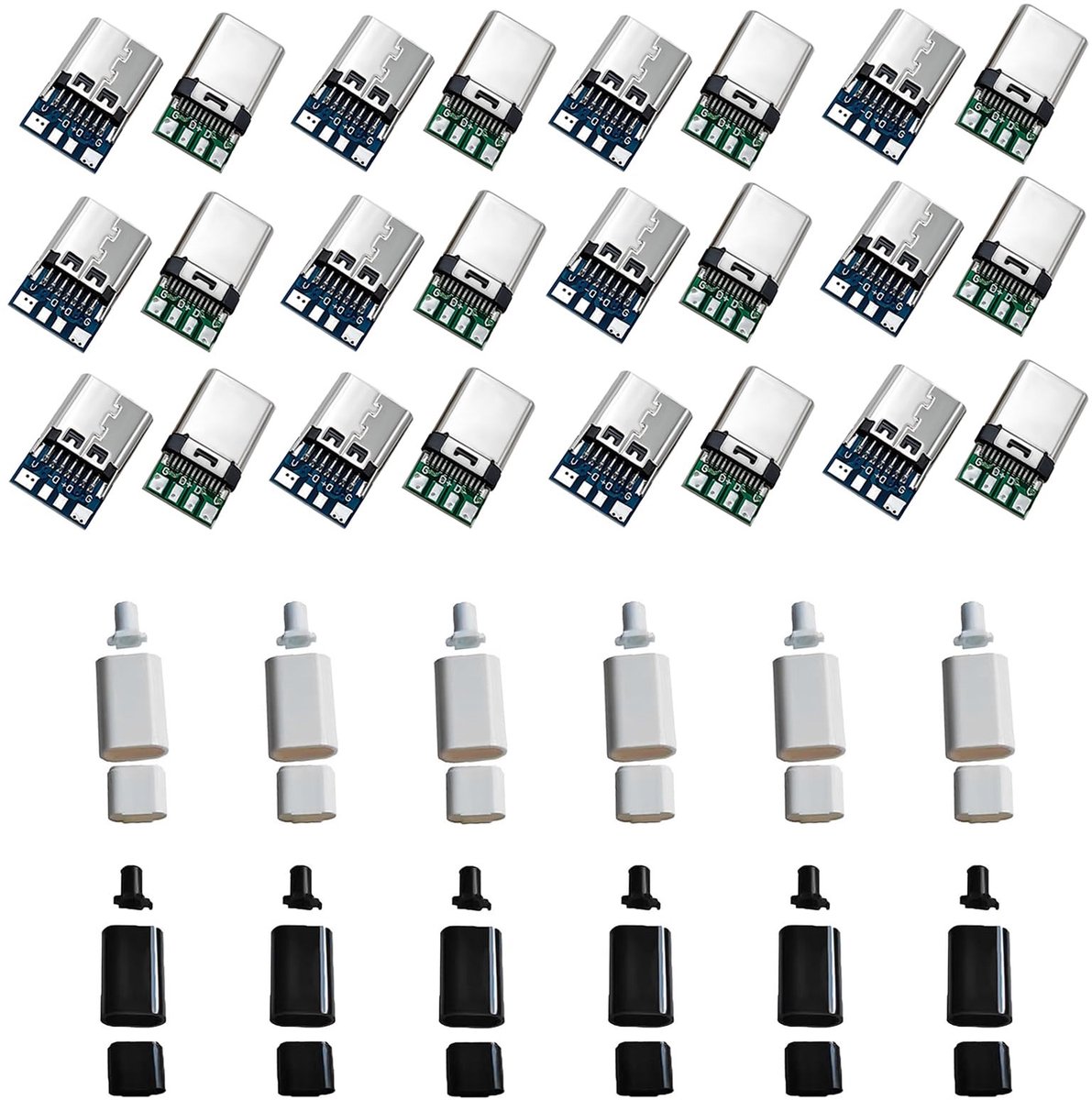 Dailygoody - USB 3.1 Type-C Plug en Socket Set - 12-delige Set met 24 Pins - Hoogwaardige Kwaliteit - Geschikt voor Snel Laden - Inclusief SMT Ty
