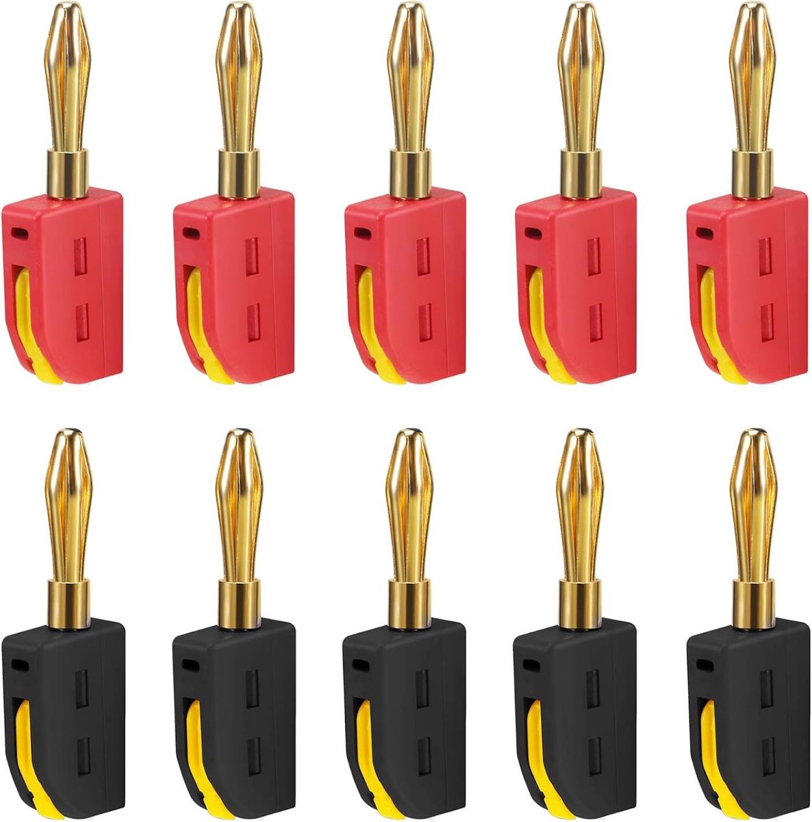 Elkuaie Banaanstekkers 4 mm - Luidspreker Aansluiting - Audioverbinding - 10 stuks - Zwart/Rood
