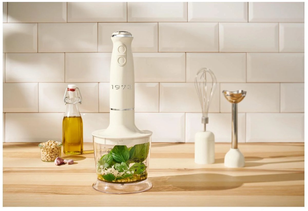 SILVERCREST® Staafmixerset 600 W - Retro - Creme - Met turbofunctie