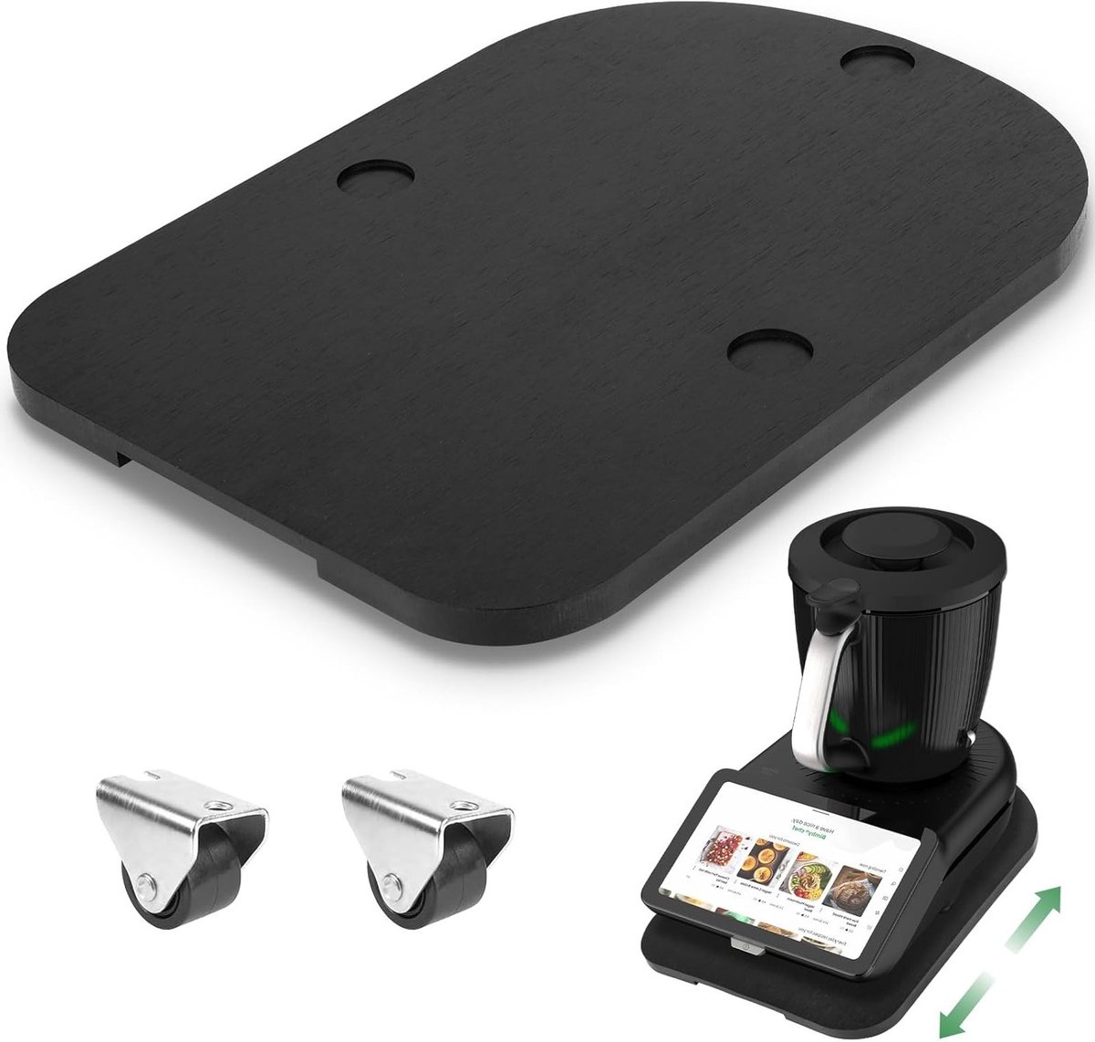 Bamboe schuiftafel met wielen voor Thermomix TM7, accessoires voor keukenmachines en kookgemak