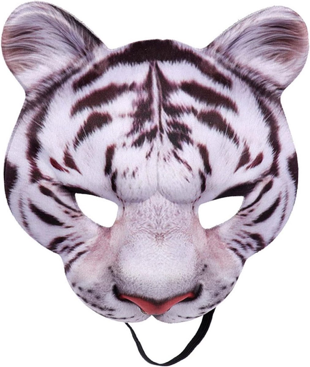 Realistisch Geprinte Halve Masker voor Dierenkostuum, Halloween, Carnaval, Feest, Cosplay Accessoires, Tijger Masker, Fantasie Outfit