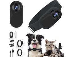 Honden- en Kattenhalsbandcamera met HD 1080P, 170° Groothoeklens, Mini Actiecamera voor Huisdieren en Avontuurlijke Reizen