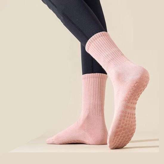4 Paar - Dames Antislip Yoga Pilates Sokken - Roze - Antislip sokken - Polyester - Ademend sokken - Yoga Sokken - Voor Ballet, Dans, Fitness & Dagelijkse Workouts van Merkloos — afbeelding 2