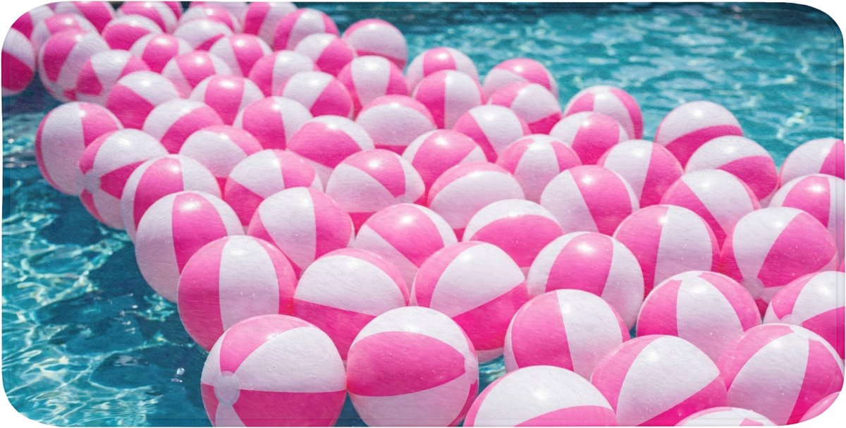Badmat 120x60 cm - Antislip - Strandballen - Roze - Water - Badmatten voor badkamer - Badkamermat - Douchemat - Badkamer mat