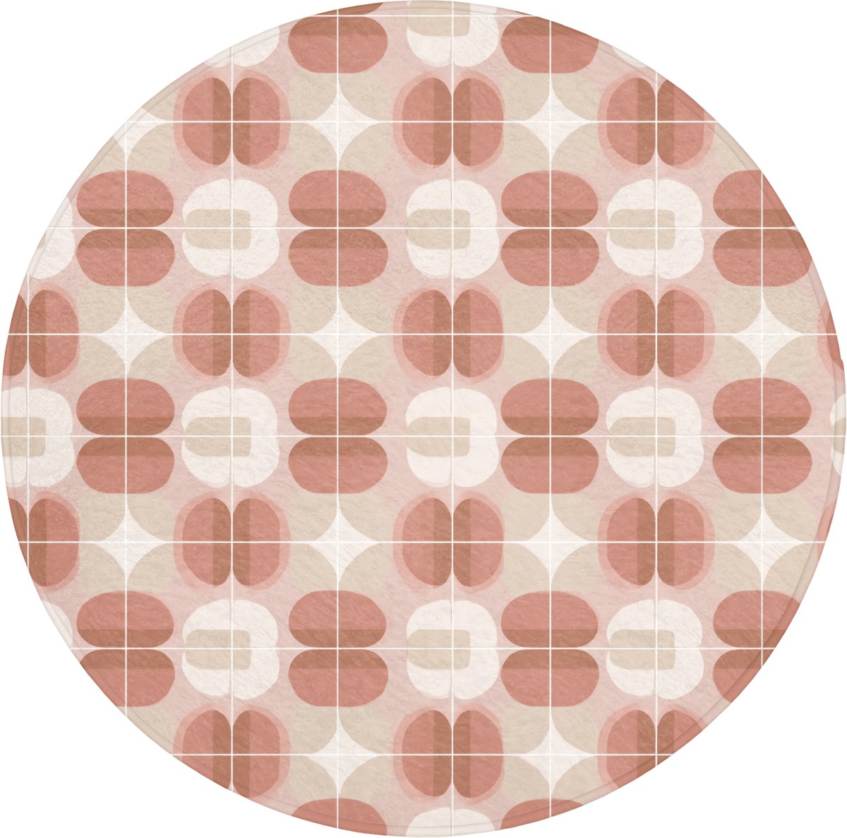 WC mat rond 70x70 cm - Antislip - Retro - Klassiek - Roze - Toiletmat - Vloermat - Douchem