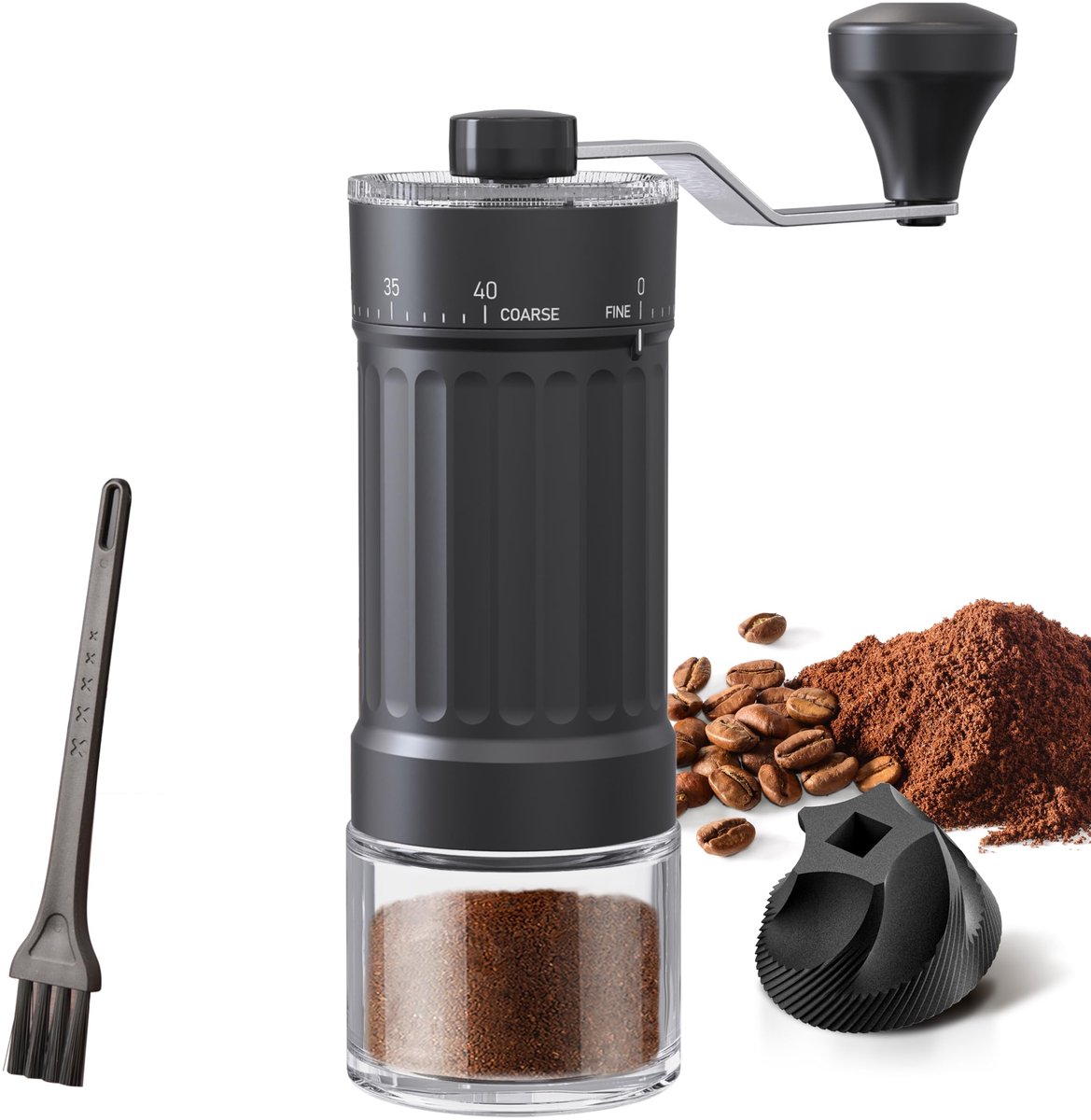 Verstelbare handmatige koffiemolen, met zeer nauwkeurige, moderne keramische kegel, 40 niveaus aanpassing, geschikt voor Aeropress, Pour Over en Moka-kannen