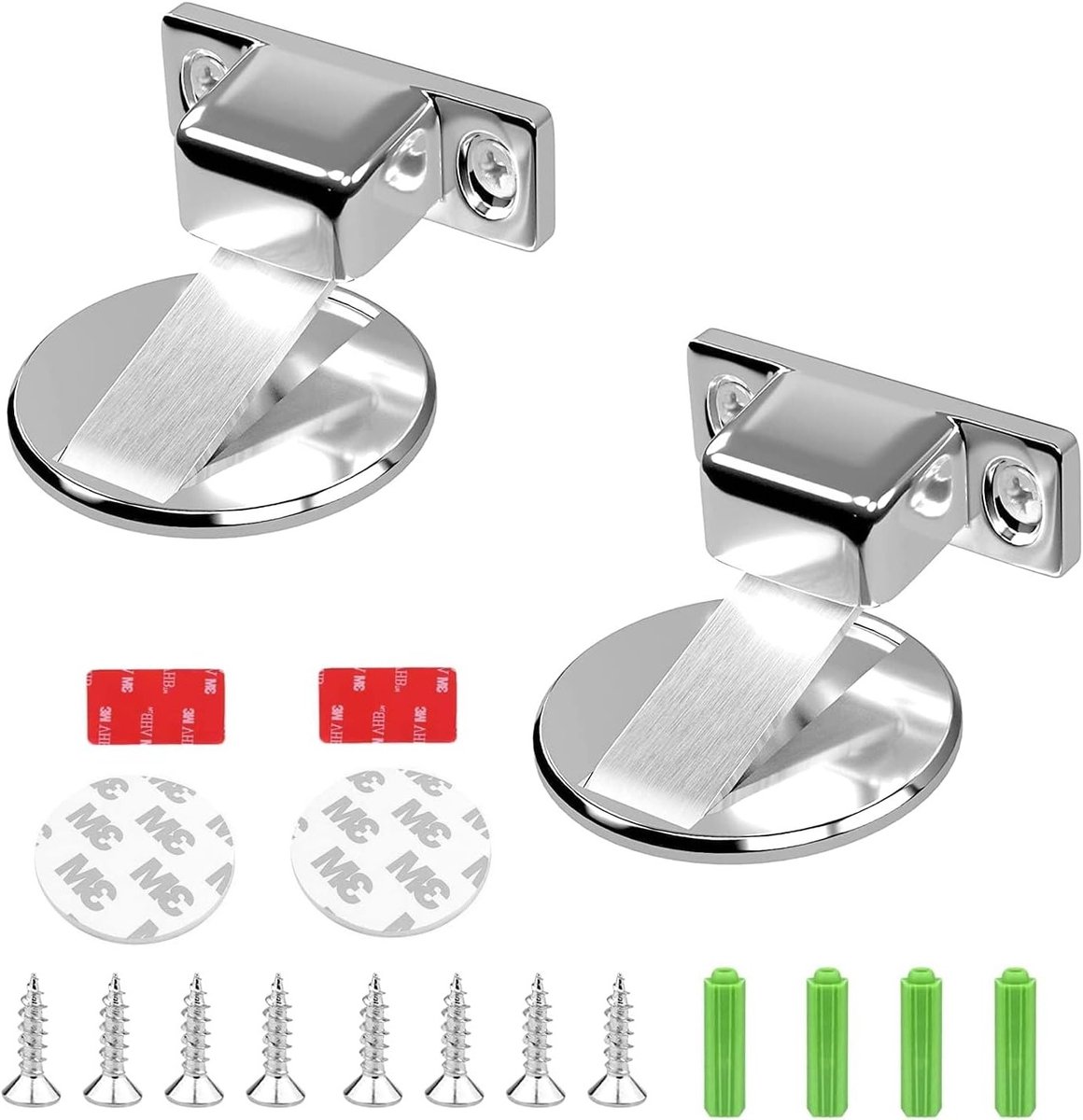 Set van 2 Magnetische Deurstoppers - Onzichtbare Bodembeugel voor Vloermontage - Inclusief Lijm en Schroeven voor Eenvoudige Installatie