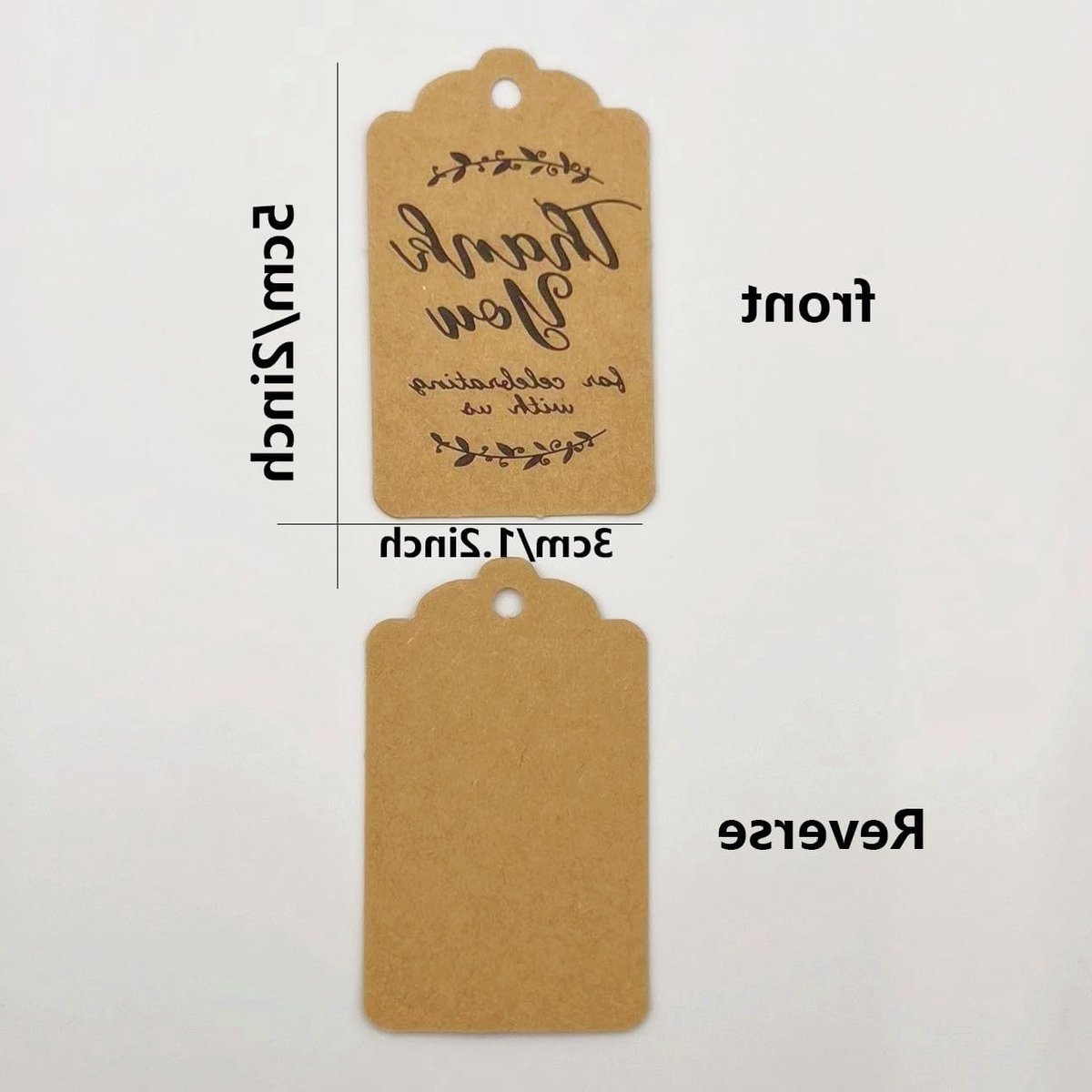 Kraft Papieren Cadeaulabels 5x3cm - 100 Stuks met 20m Touw, Bedanklabels voor Cadeaus, Knutselprojecten en Feestdagen