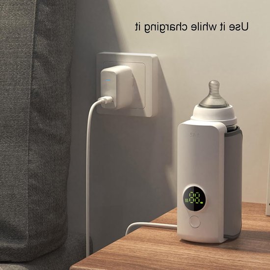 Draagbare Flessenwarmer voor Baby's met 6 Temperatuurinstellingen en Snelle Verhitting, Oplaadbare en Verstelbare Warmers voor Flessen met Borstvoeding — afbeelding 3