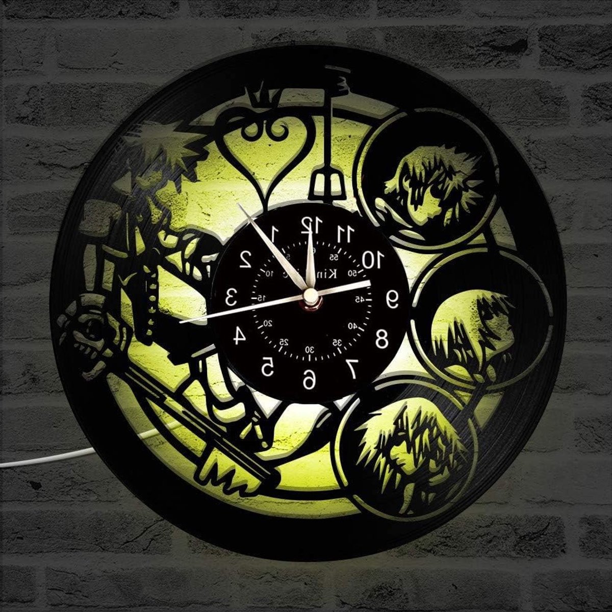 Grote 3D Wandklok met Kingdom Hearts Personages, Handgemaakt met LED Kleuren, Perfect Cadeau voor Fans