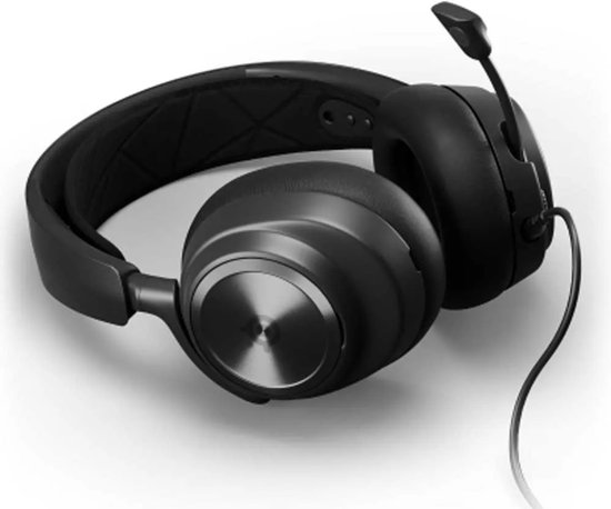 Zwarte SteelSeries Arctis Nova Pro gaming headset met microfoon, opzij bekeken.