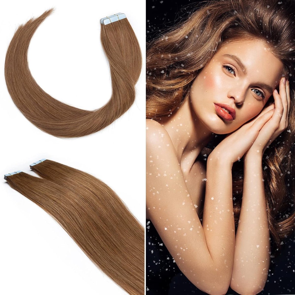 Tape Extensions Remy Menselijk Haar 10 Stuks Lichtbruin 45 cm - Zichtbaar Naadloos