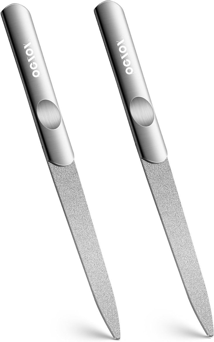 Professionele Dubbelzijdige Vijlenset voor Nagels - 2 Stuks RVS met Diamantstof Coating - Ideaal voor Voetverzorging en Nagelstyling Thuis