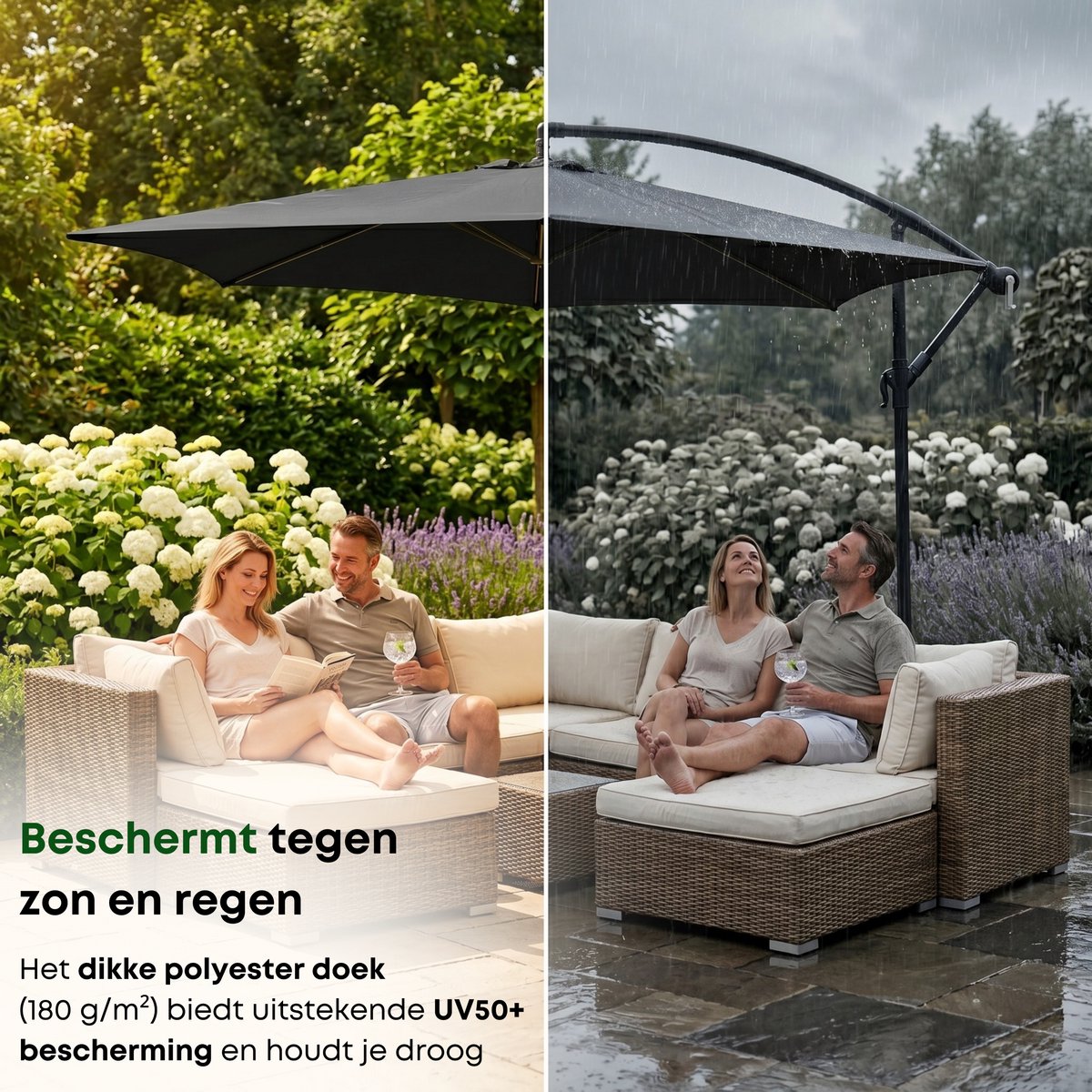 ACAZA Parasol - Zweefparasol - Donkergrijs thumbnail 5