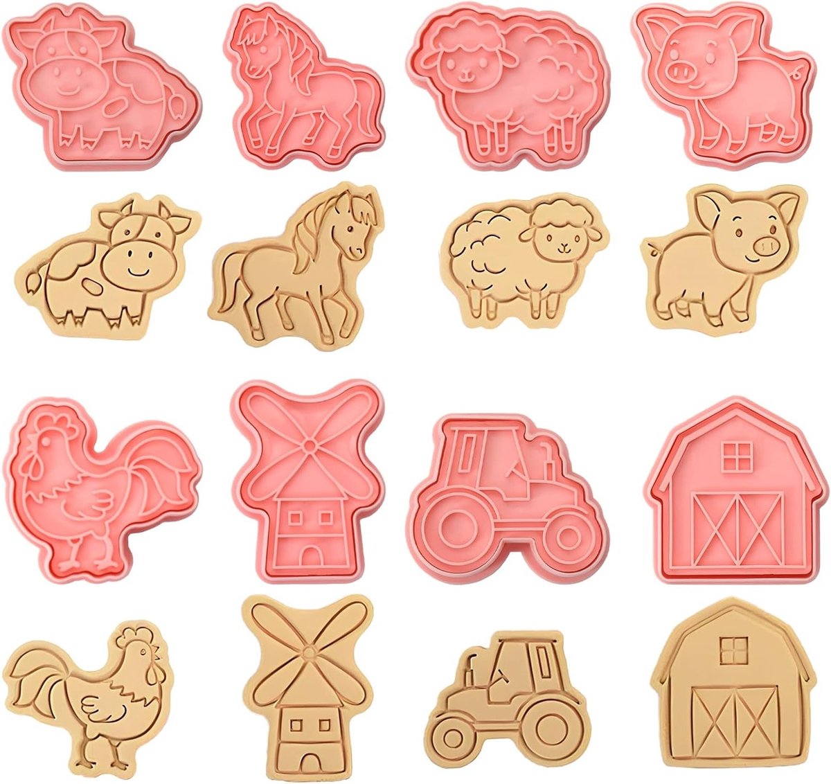 Set van 8 Stuks 3D Koekjesuitsteekvormen voor Fondant, Taarten en Gebak Decoratie
