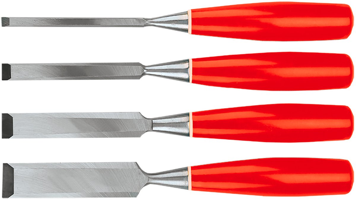 Top Tools - Houtsnijbeitelset - 6-24 mm - Ergonomische Houten Handgreep - Staal