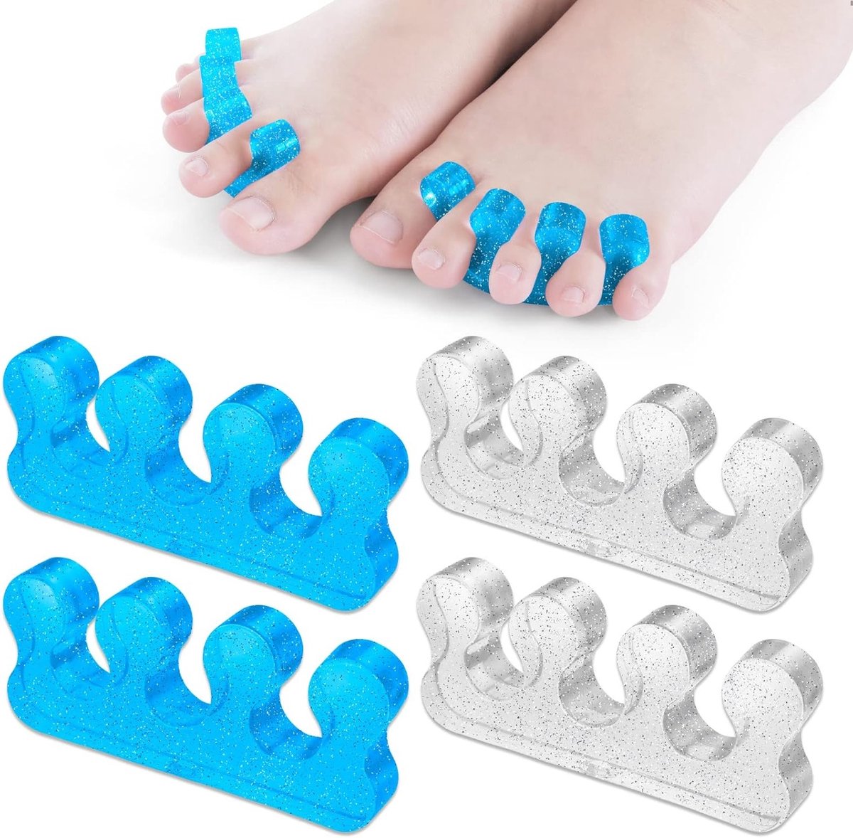 4 Stuks Gel Tussenruimte Voor Tenen, Herbruikbare en Wasbare Tenen Scheiders voor Pedicure en Manicure, Ideaal voor Nagellak Toepassing en Tenenverzorging