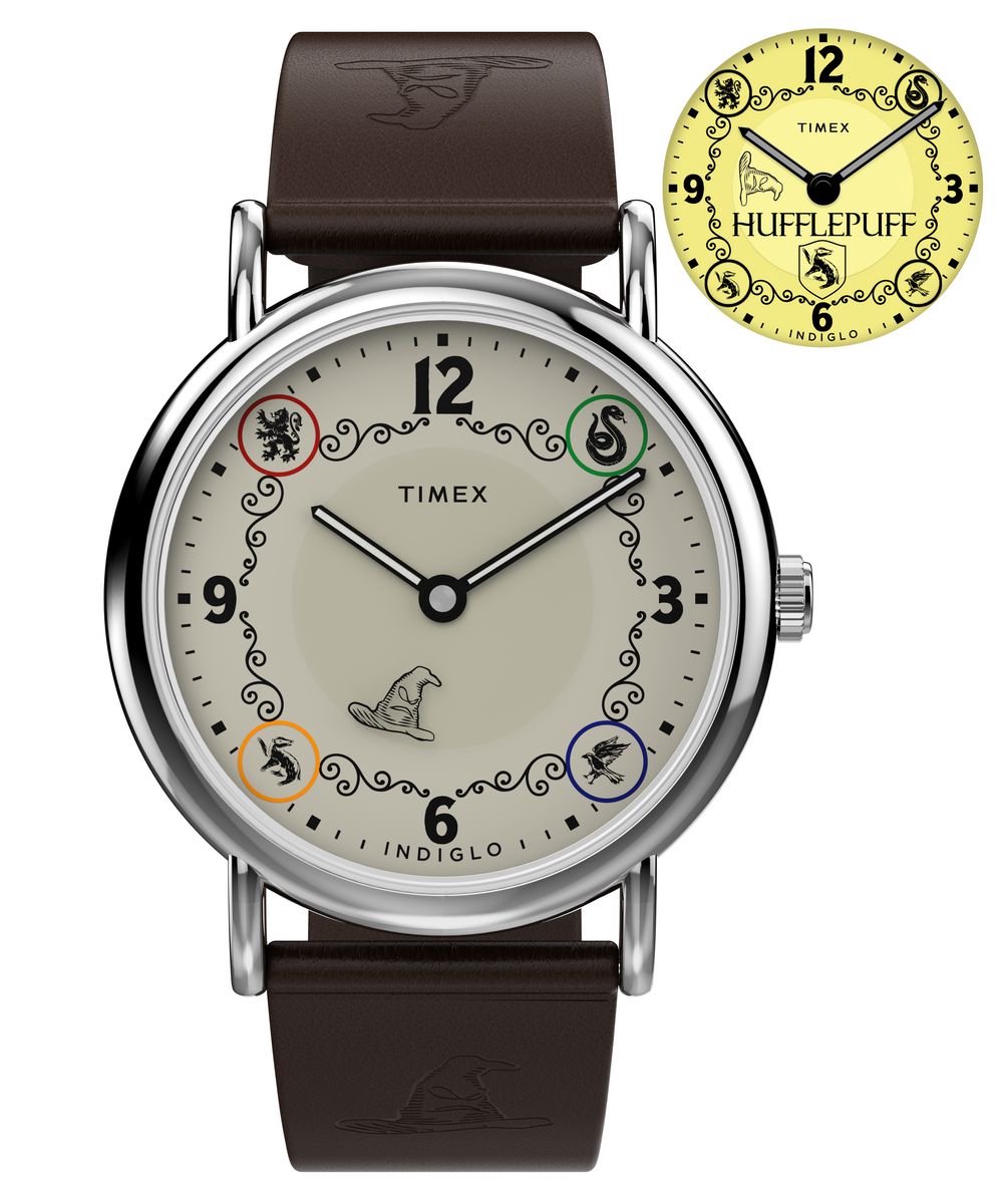 Timex Harry Potter x Timex Weekender Hufflepuff House TW2Y76600 Horloge - Leer - Bruin - Ø 38 mm