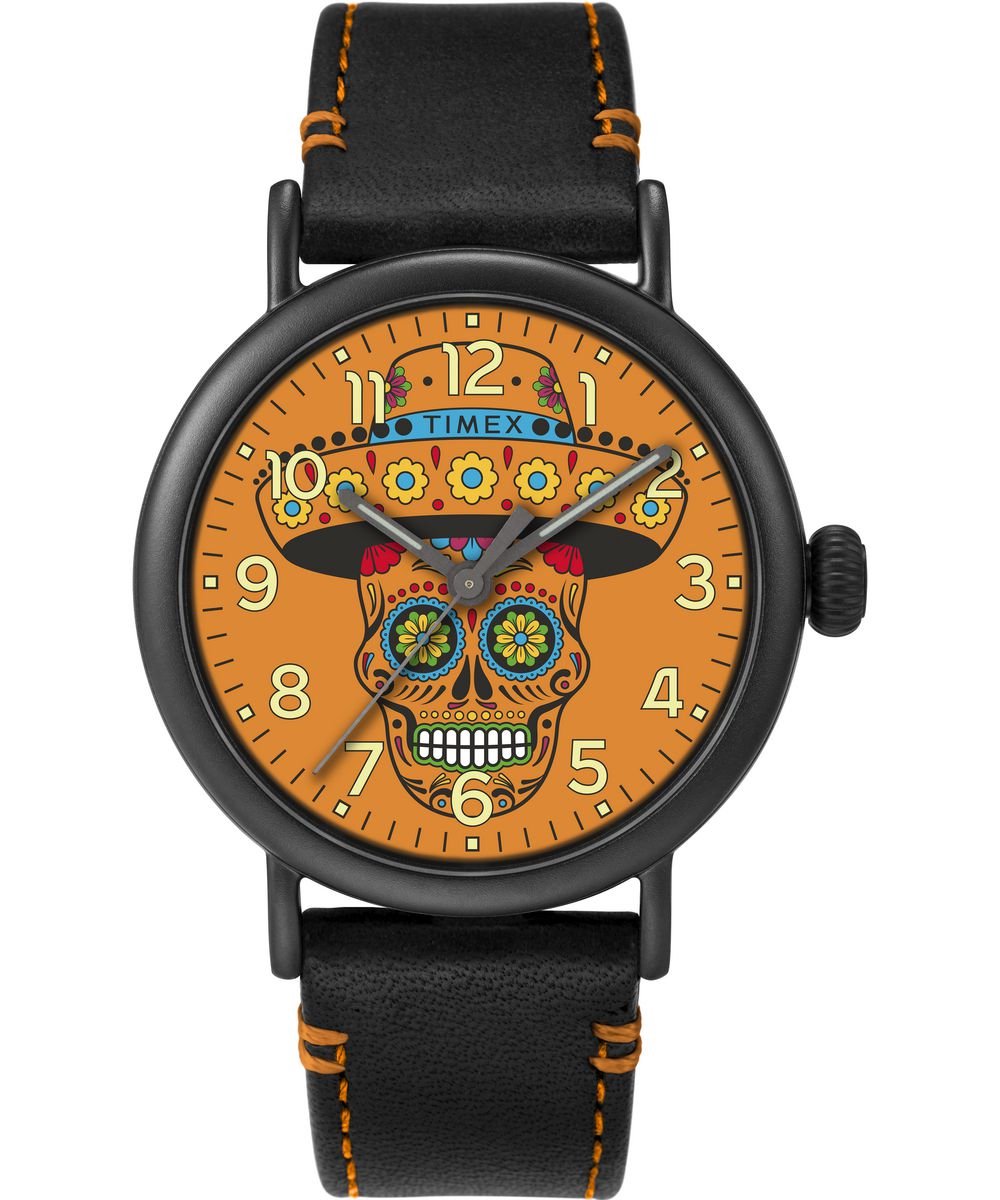 Timex Waterbury Standard Dia de los Muertos TW2V67700 Horloge - Leer - Zwart - Ø 40 mm