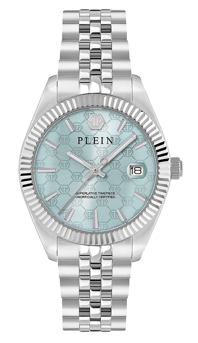 Philipp Plein Date Superlative PWYFA0726 Horloge - Staal - Zilverkleurig - Ø 34 mm