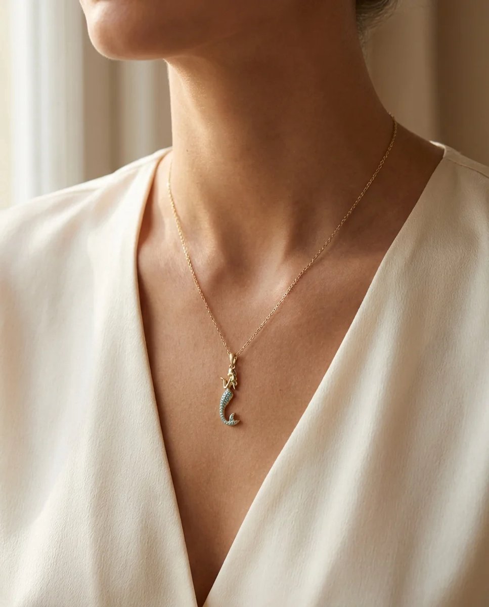 Dorvina 316L Staal Verkleurt Niet Sieraad Goudkleurig Blauw Steen Denizkizi Dames Ketting