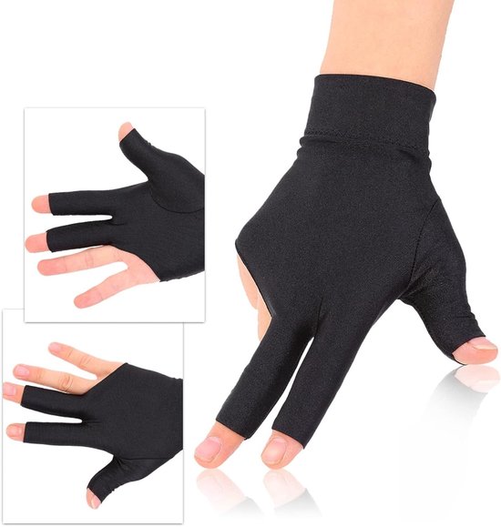Drievinger Spandex Handschoen voor Snooker en Biljart, Links, Perfecte Grip en Comfort — afbeelding 4