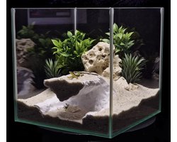 Aquarium decoratie - terrarium - grot - wit - schuilplaats - vissen - reptielen - schildpadden - tunnel - zoetwater - 3d geprint