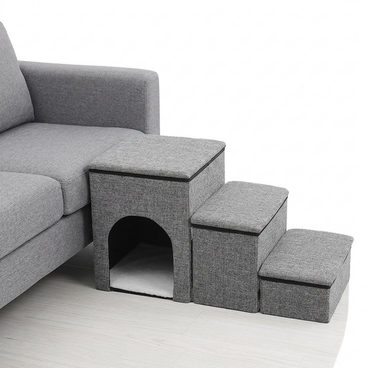 Stervia Hondentrap - Voor Kleine Honden Of Dieren - Binnengebruik - Tot 75 KG - Inclusief Opbergruimte En Hok - Grijs - 78 x 34 x 42 cm