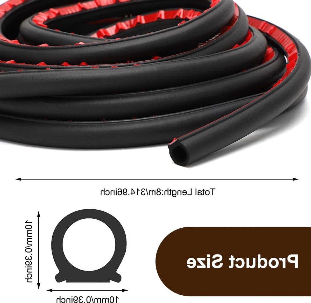 Universele Auto Deurrubber Bescherming - Zelfklevende EPDM D-vormige Rubber Seal voor Auto's, Bescherming tegen Schade en Geluid (10X10MM-8M)
