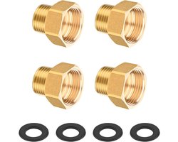 Reducer set van 4 stuks G3/4 inch (Ø24mm) naar G1/2 voor waterleiding, tuin en sanitair