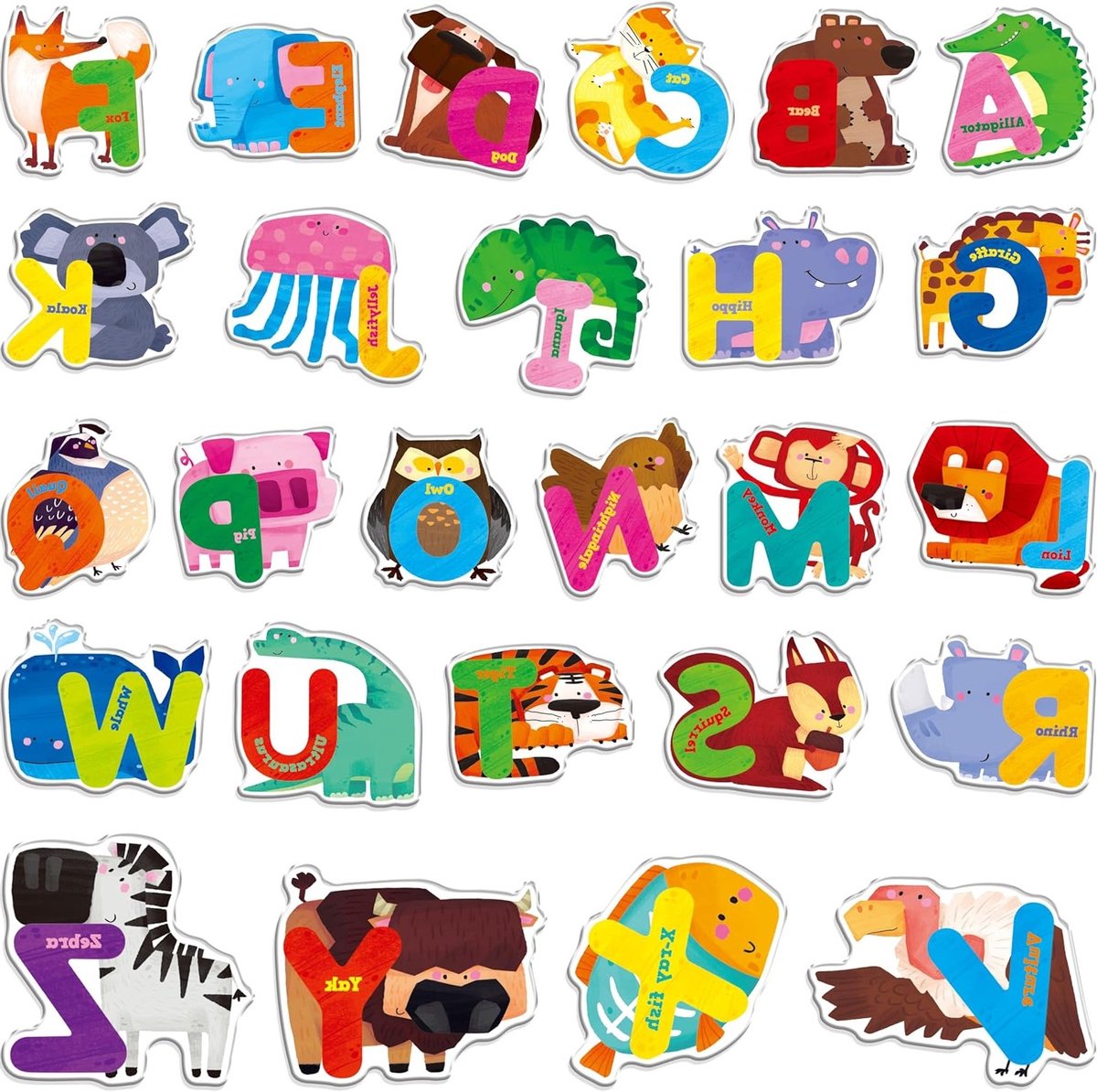 26-delige Dieren Alphabet Jelly Stickers, Herbruikbare Gel Stickers voor Kinderen en Volwassenen, Ideaal voor Thuis en Klaslokalen, Feestdecoraties en Creatieve Activiteiten