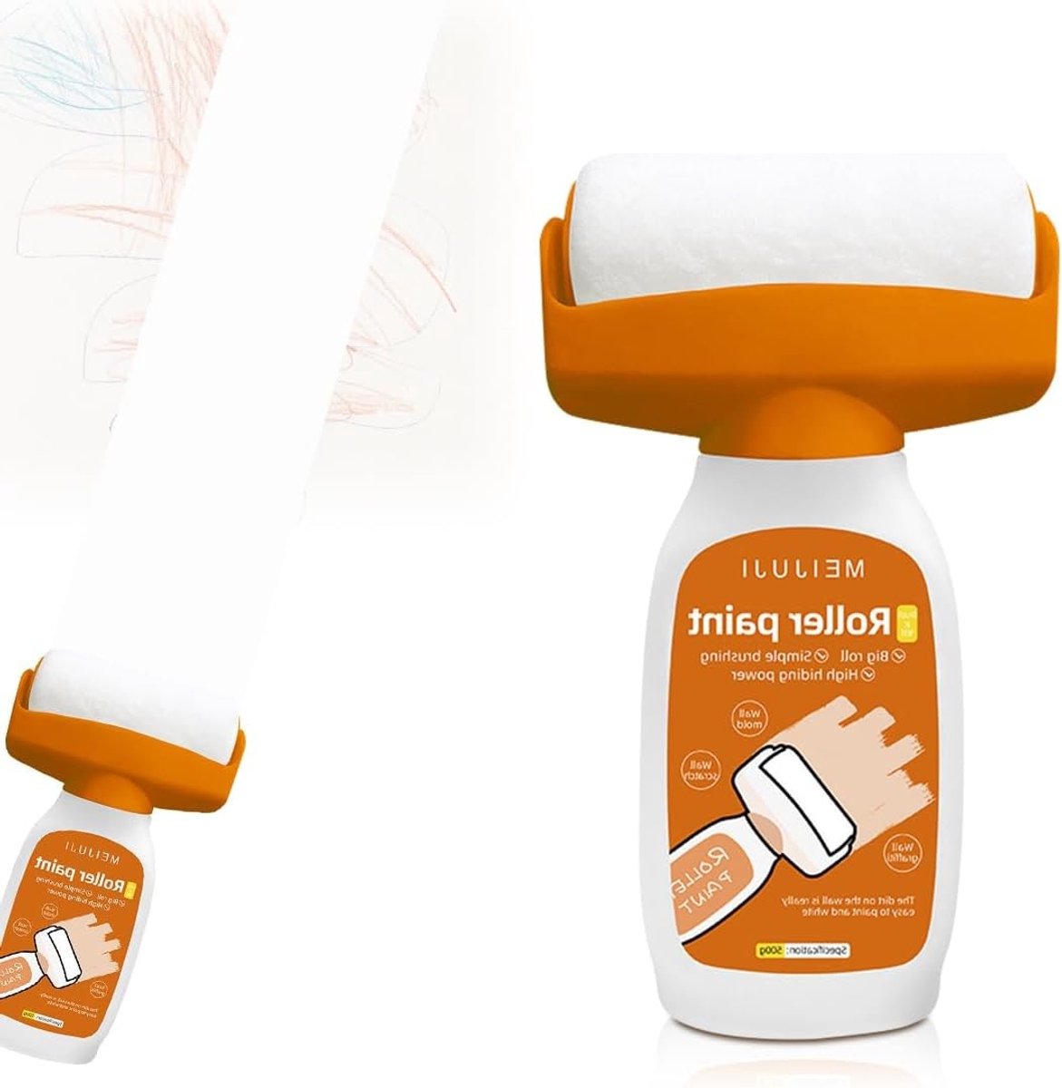 Witte Muurverf Reparatie 500g - 2-in-1 Roller Borstel voor Muurherstel en Schadeherstel, Ideaal voor Krassen en Beschadigde Wanden