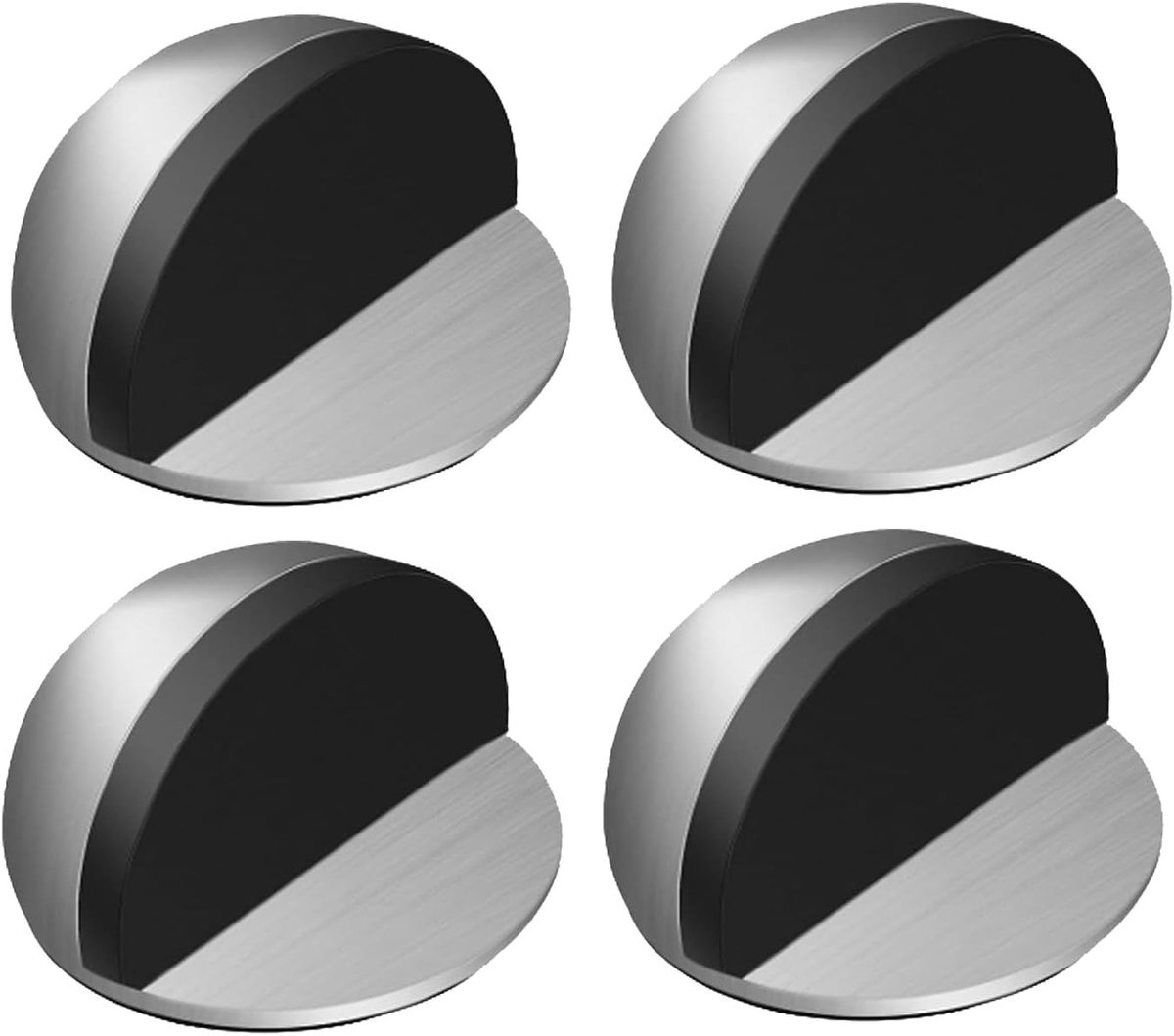 Set van 4 Zelfklevende Deurstoppers van RVS en Rubber - Vloerbevestigde Deurstoppers voor Wandbescherming, Ideaal voor Thuis en Kantoor