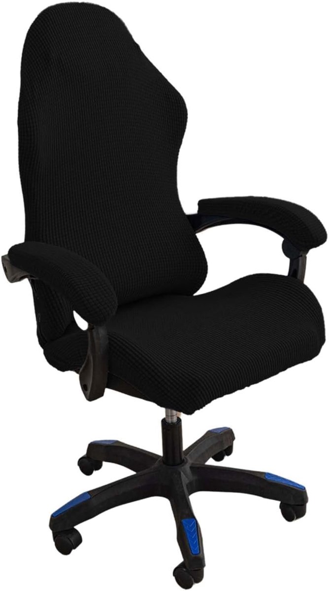 Set van 4 Beschermhoezen voor Gaming- en Kantoorstoelen met Rits, Geschikt voor Draaisteunen en Computerstoelen - Zwart