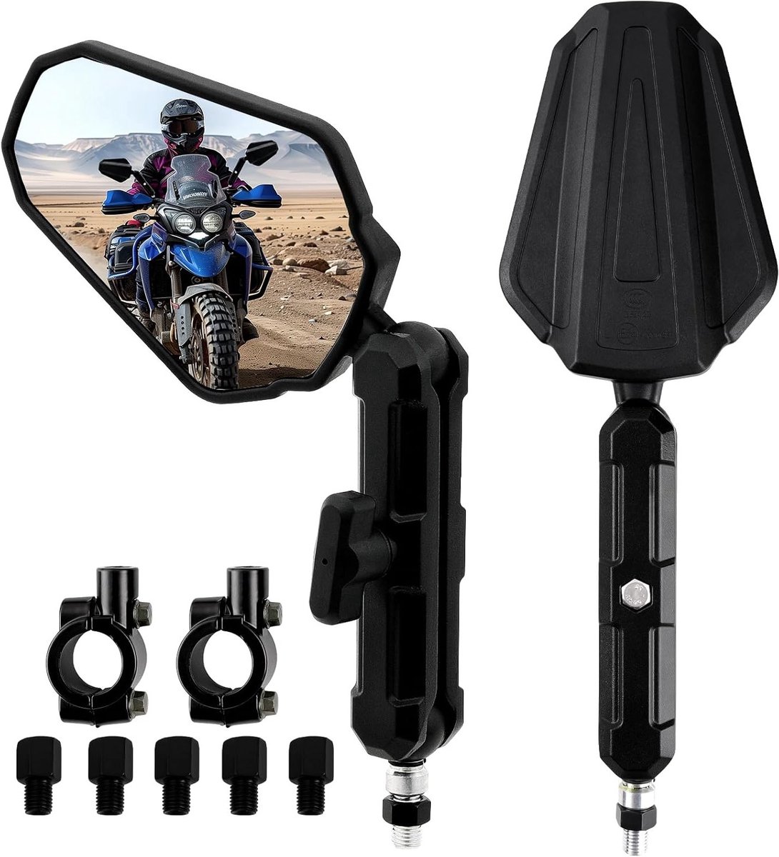 Avontuurlijke Vouwbare Motor Spiegels - 360 Graden Achteruitkijkspiegels voor Supermoto en Honda met 22mm Stuur en M8/M10 Schroeven