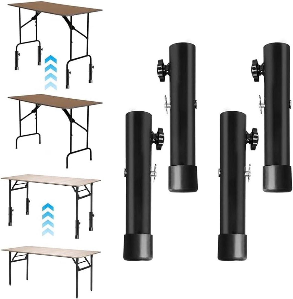 Verstelbare meubelpoten - Tafelverhogers - Meubels verhogen - Stalen constructie - 20 cm - Zwart