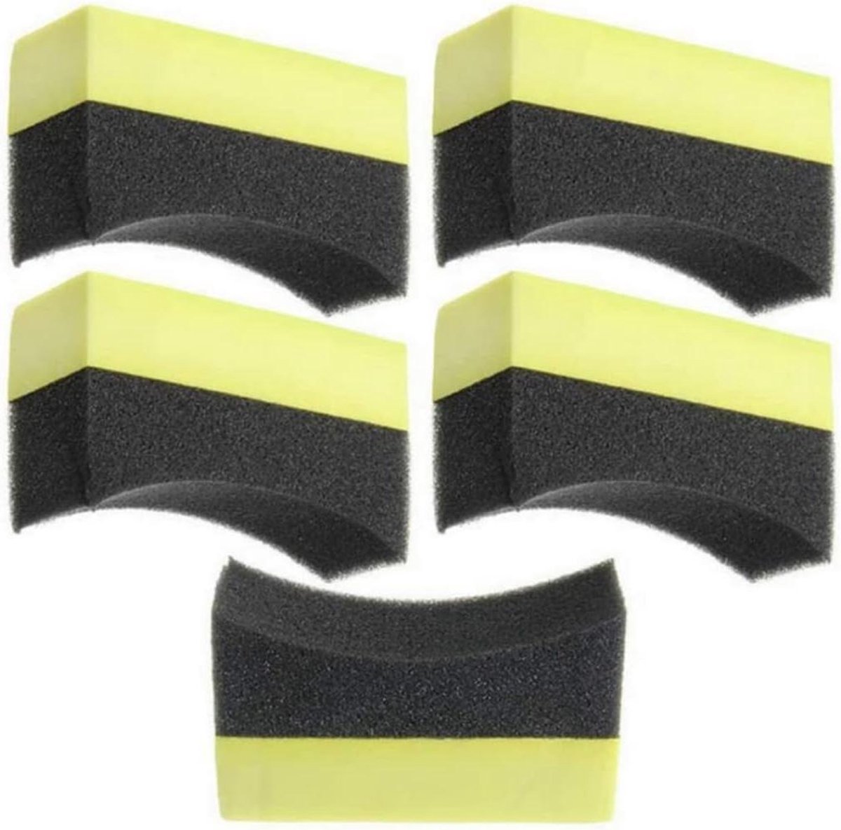 Band Dressing Applicator - Schuim Spons - Auto Onderhoud - Gebogen Ontwerp - 5 Stuks - Zwart Geel