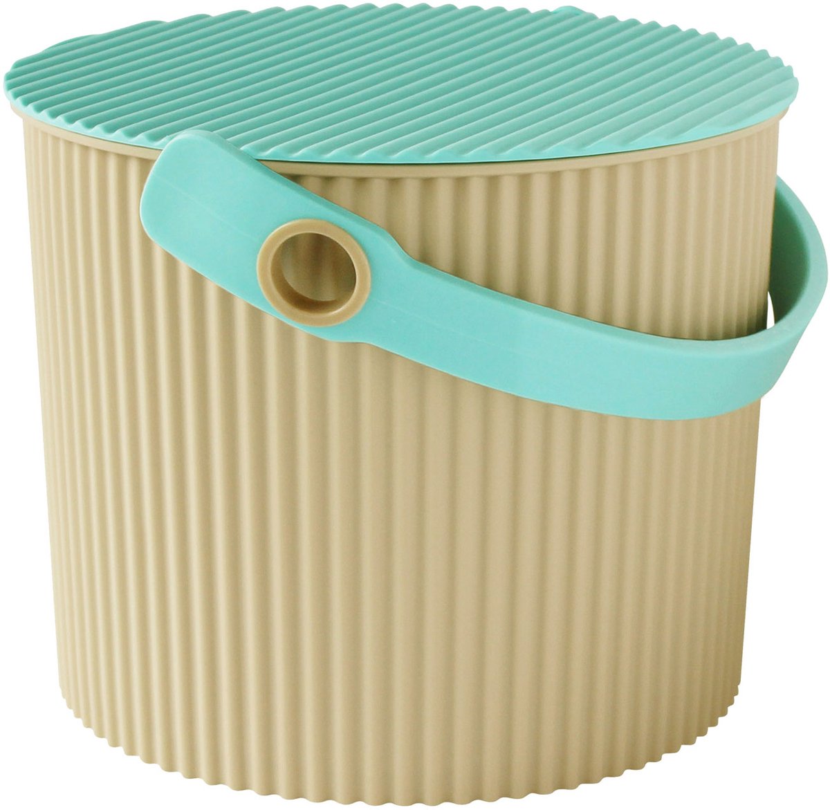 Hachiman opbergemmer Fraichair Mini, kunststof, beige, turkoois, 4 l, 236412