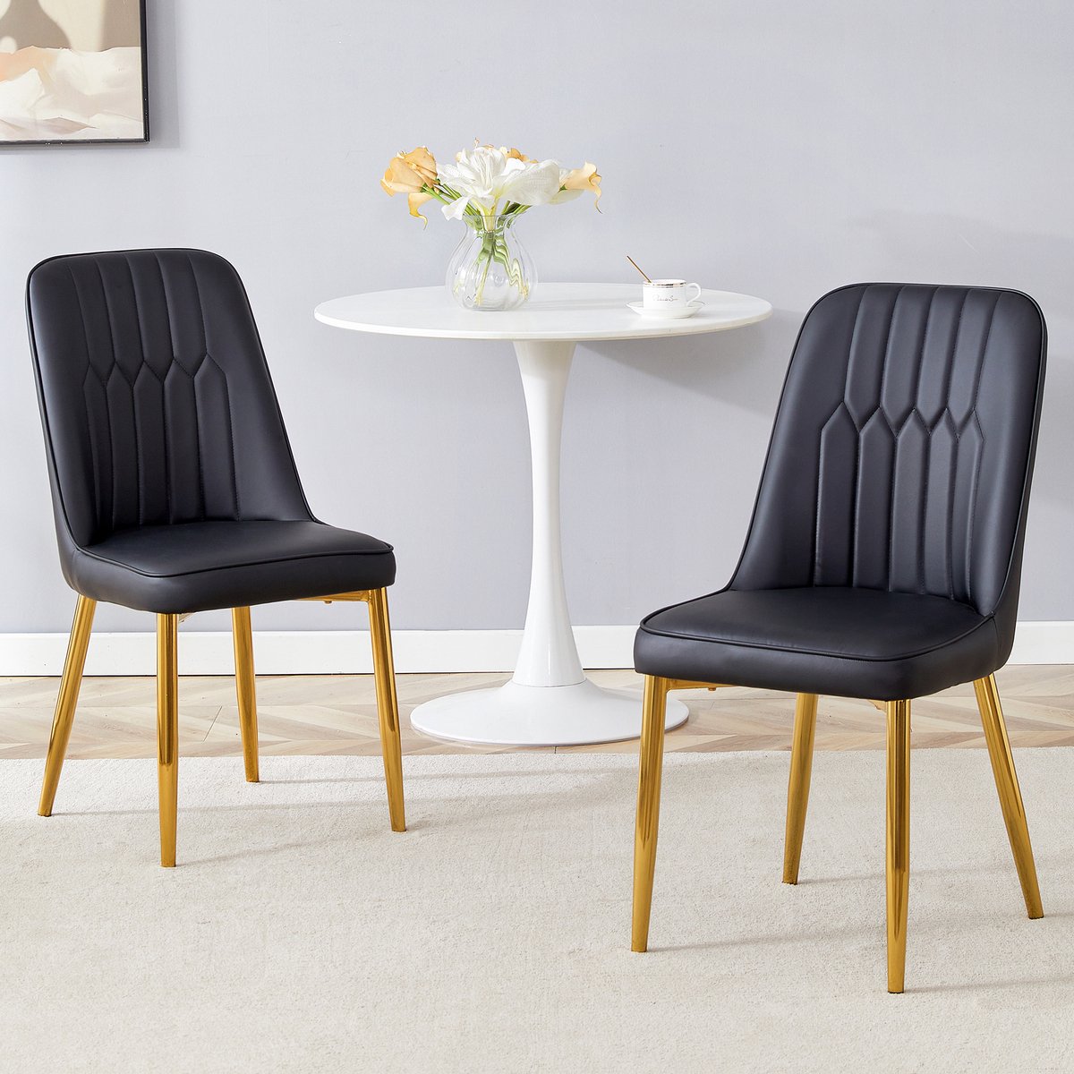 MODENUIT Eetkamerstoel - Set Van 2 - Ergonomische Rugleuning En Anti-Slip Poten - Voor Eet