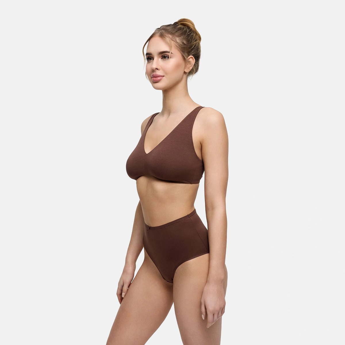 cfab - Katoenen slip met hoge taille - Bruin - 3XL