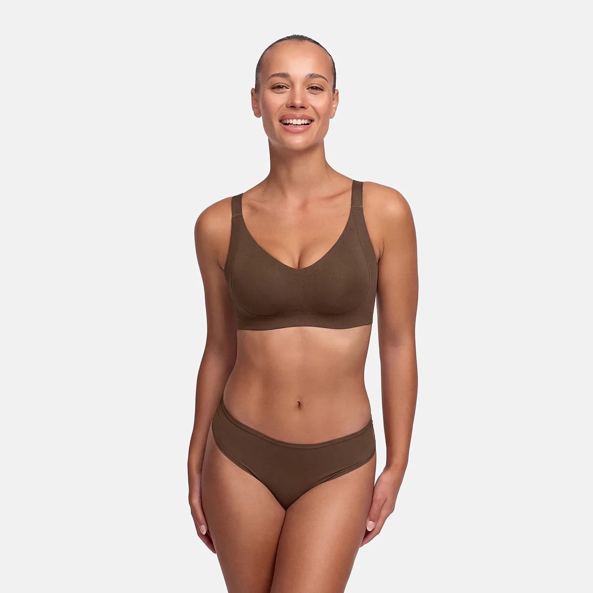 creamyfabrics Creamy Fabrics - Seamless Compact Push-Up Bh - Naadloos - Ultra Zacht - Comfortabel - Sculptend - Ideaal Voor Elke Dag - Bruin - 2XL