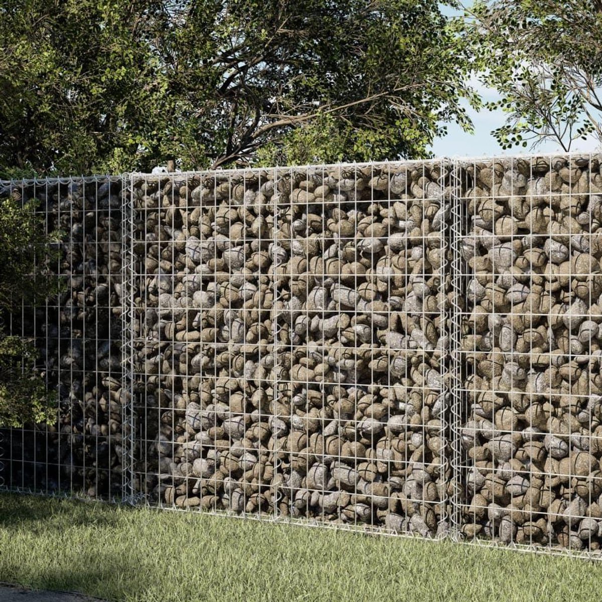 Gabion Muur - Steenkorf - Tuin Inrichten - Gereedschapsloze Montage - 100x50x100cm - Zilver