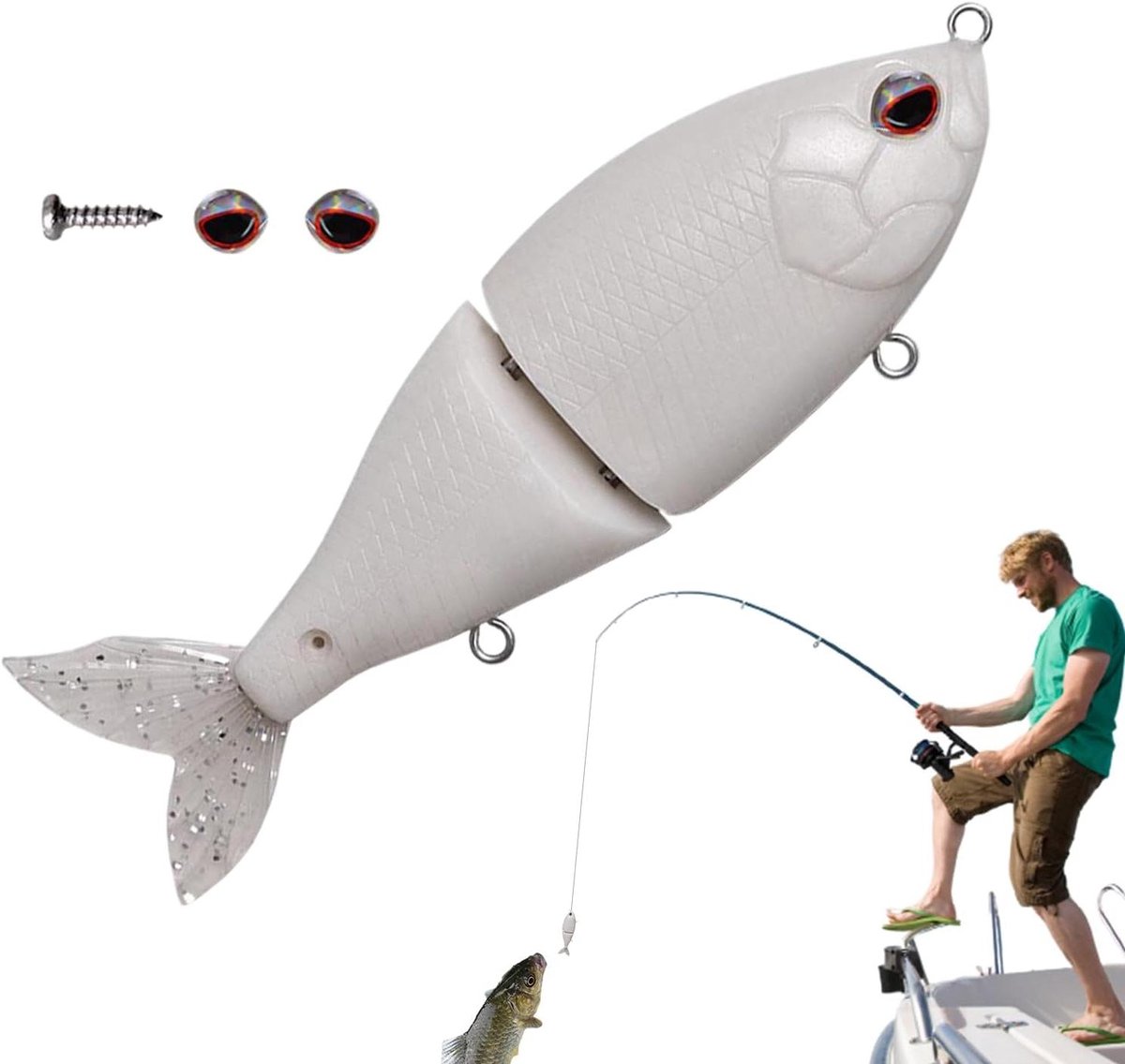 Realistische Swimbait - Wobbler kunstaas - Zoetwatervissen - Biomimetische beweging - 15 cm - Ivoor